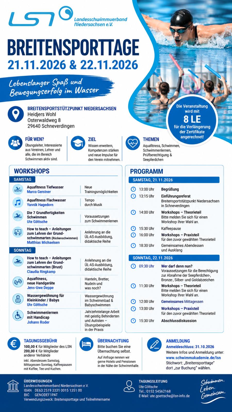 LSN-Breitensporttage am 21. und 22. November 2026 – Programm und Anmeldung
